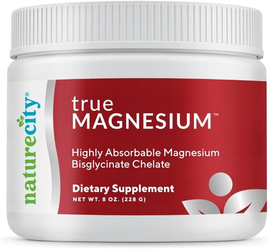 NatureCity TrueMagnesium Chelated Bisglycinate - Highly Absorbable Magnesium Supplement for Sleep and Stress - 60 Servings for Women and Men
