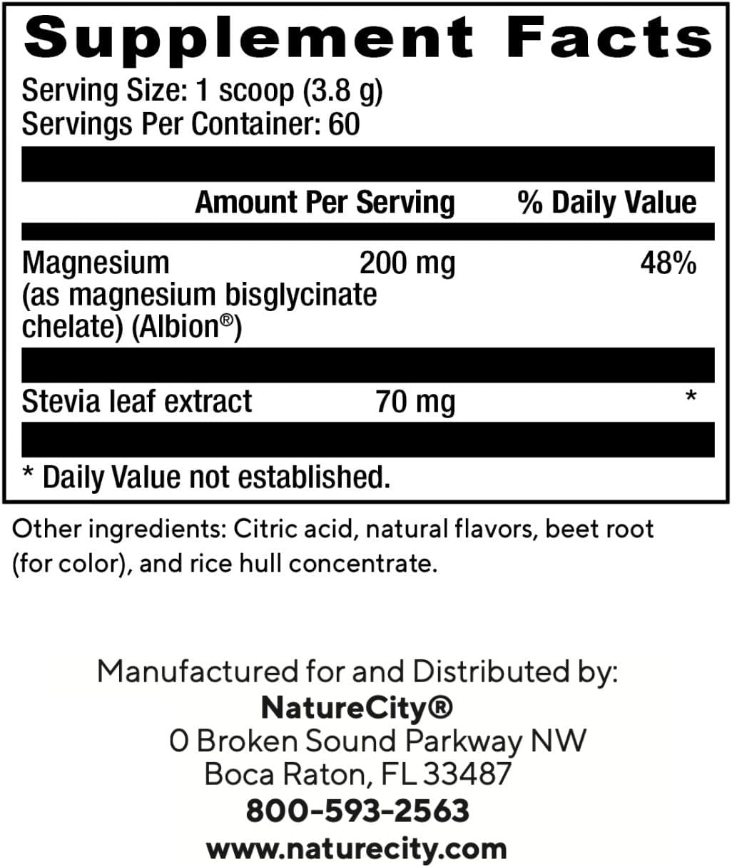 NatureCity TrueMagnesium Chelated Bisglycinate - Highly Absorbable Magnesium Supplement for Sleep and Stress - 60 Servings for Women and Men