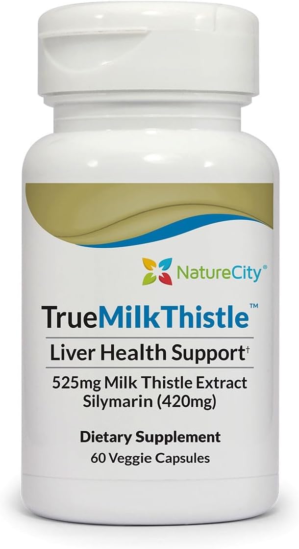 NatureCity TrueMilkThistle 525mg - High-Potency Liver & Antioxidant Support - 60 Veggie Capsules