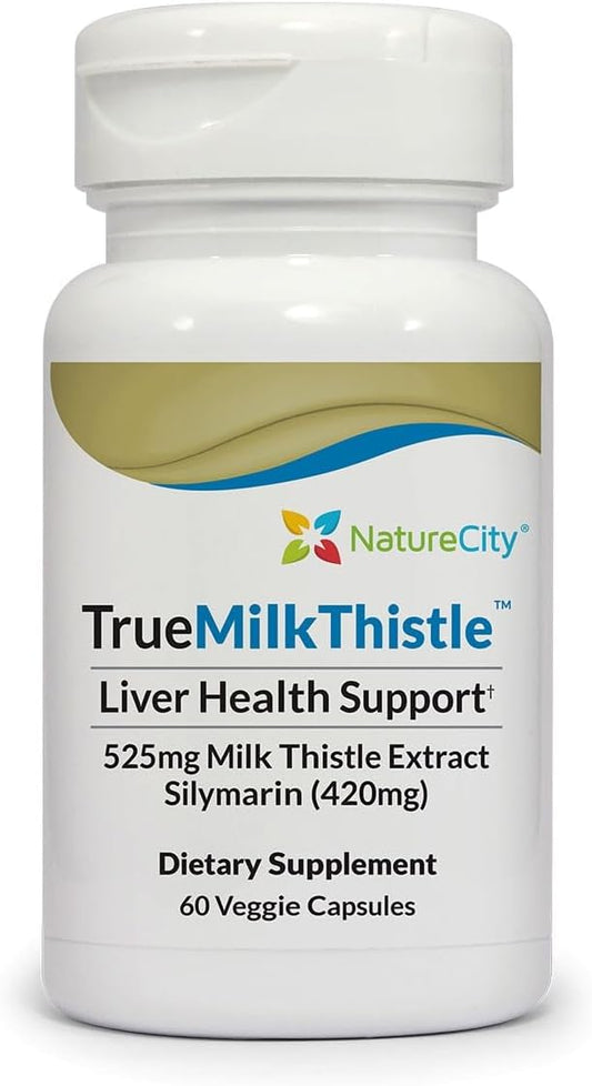 NatureCity TrueMilkThistle 525mg - High-Potency Liver & Antioxidant Support - 60 Veggie Capsules