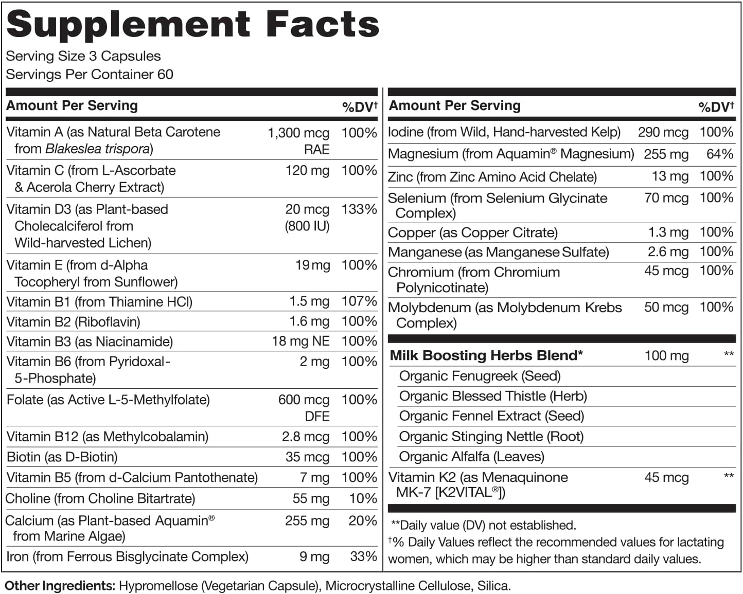 NATURELO Postnatal Multivitamin for Breastfeeding Women - Plant-Based with Vitamin D, Folate, Iron - Lactation Support Supplement for Nursing Mother and Baby (180 Count)