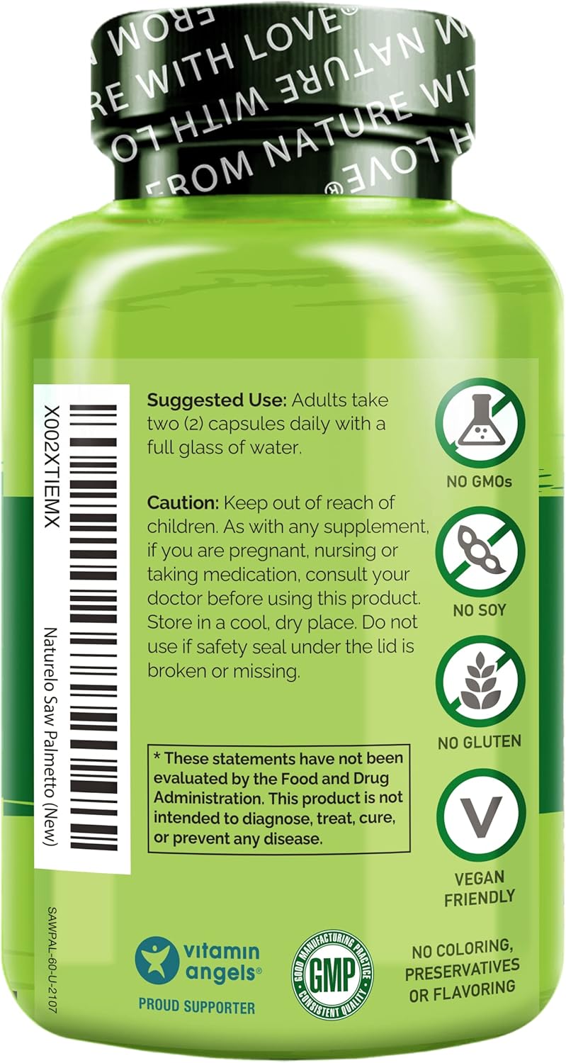 NATURELO Prostate & Urinary Health Supplement - 60 Vegetarian Capsules x 2 Pack - Saw Palmetto, Pygeum, Turmeric, Plant Sterols, Broccoli, Lycopene - Comprehensive Formula for Men's Health