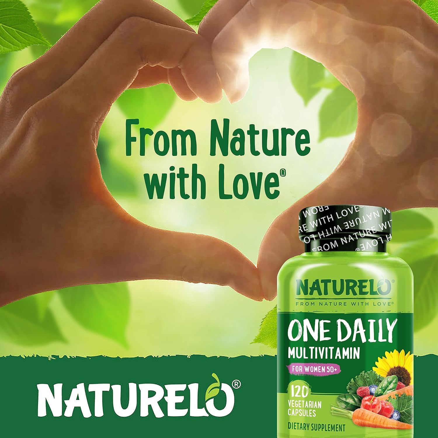 NATURELO Women's 50+ Menopause Support Multivitamin - Whole Food Supplement - Non-GMO - No Soy - 120 Capsules