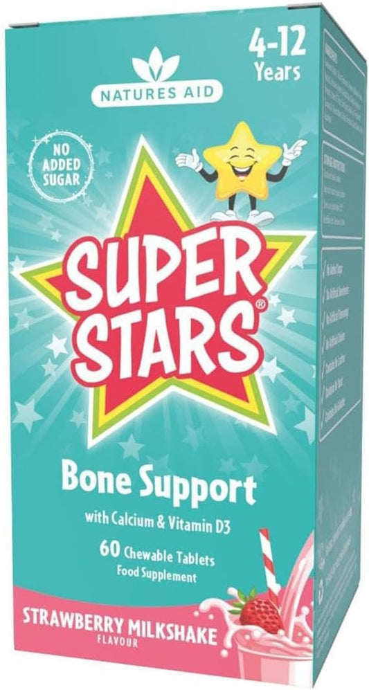 Natures Aid Hemir Super Stars Bone Support Chewable Tablets for Children 4-12 Years - 60 Count