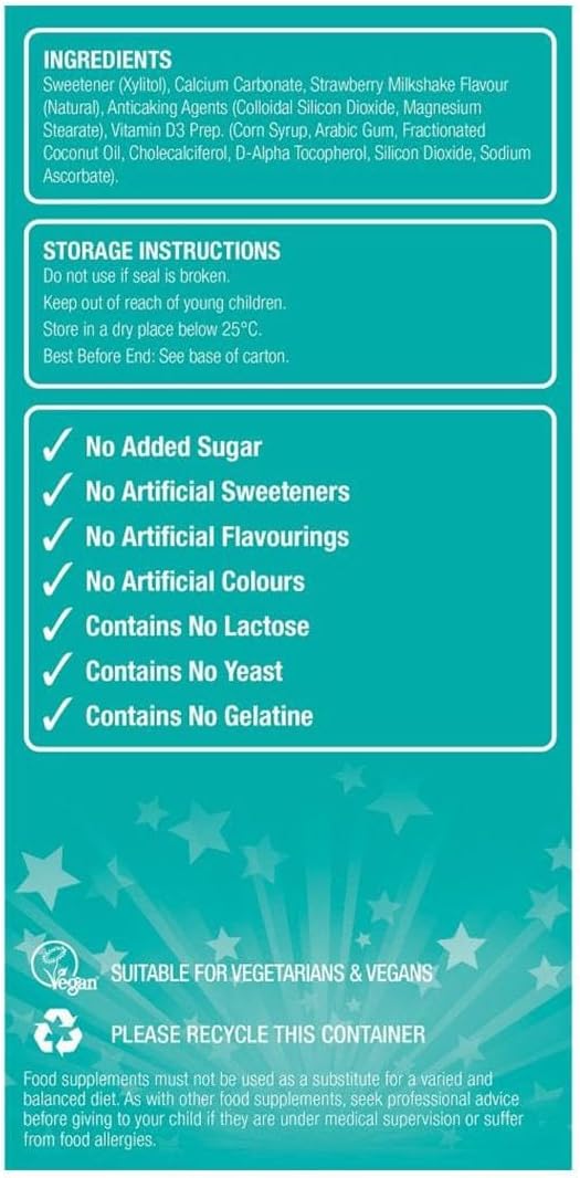 Natures Aid Hemir Super Stars Bone Support Chewable Tablets for Children 4-12 Years - 60 Count