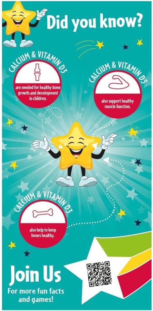 Natures Aid Hemir Super Stars Bone Support Chewable Tablets for Children 4-12 Years - 60 Count