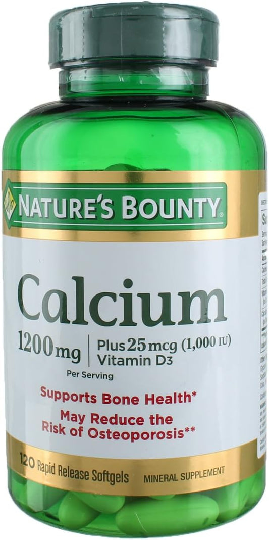 Nature's Bounty Calcium Plus Vitamin D3 1200 mg Capsules - 120 Ct, 3 Pack