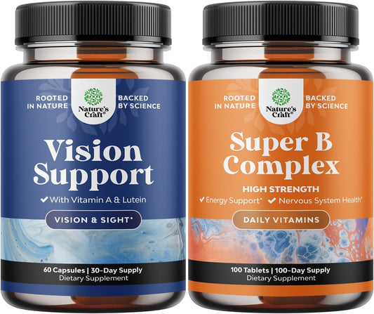 Natures Craft Eye Health and Vitamin B Complex Bundle for Adults: Supports Vision, Immune System, Mood, and Memory