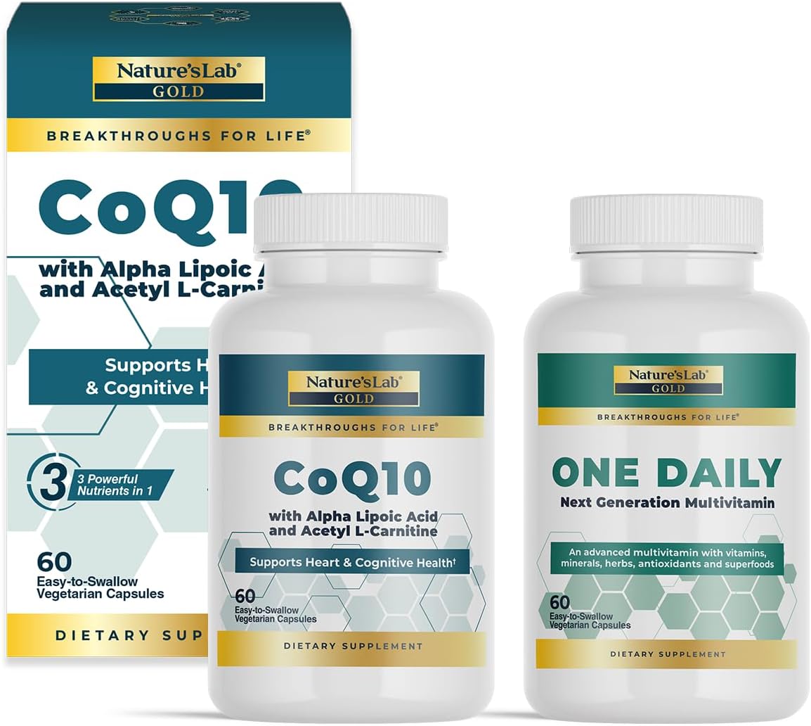 Nature's Lab CoQ10, Alpha Lipoic Acid, Acetly L Carnitine, and Multivitamin Supplement for Daily Health