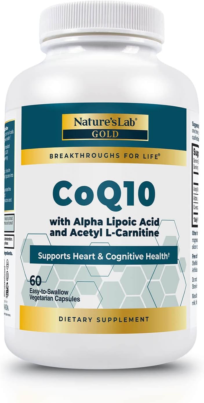 Nature's Lab CoQ10, Alpha Lipoic Acid, Acetly L Carnitine, and Multivitamin Supplement for Daily Health