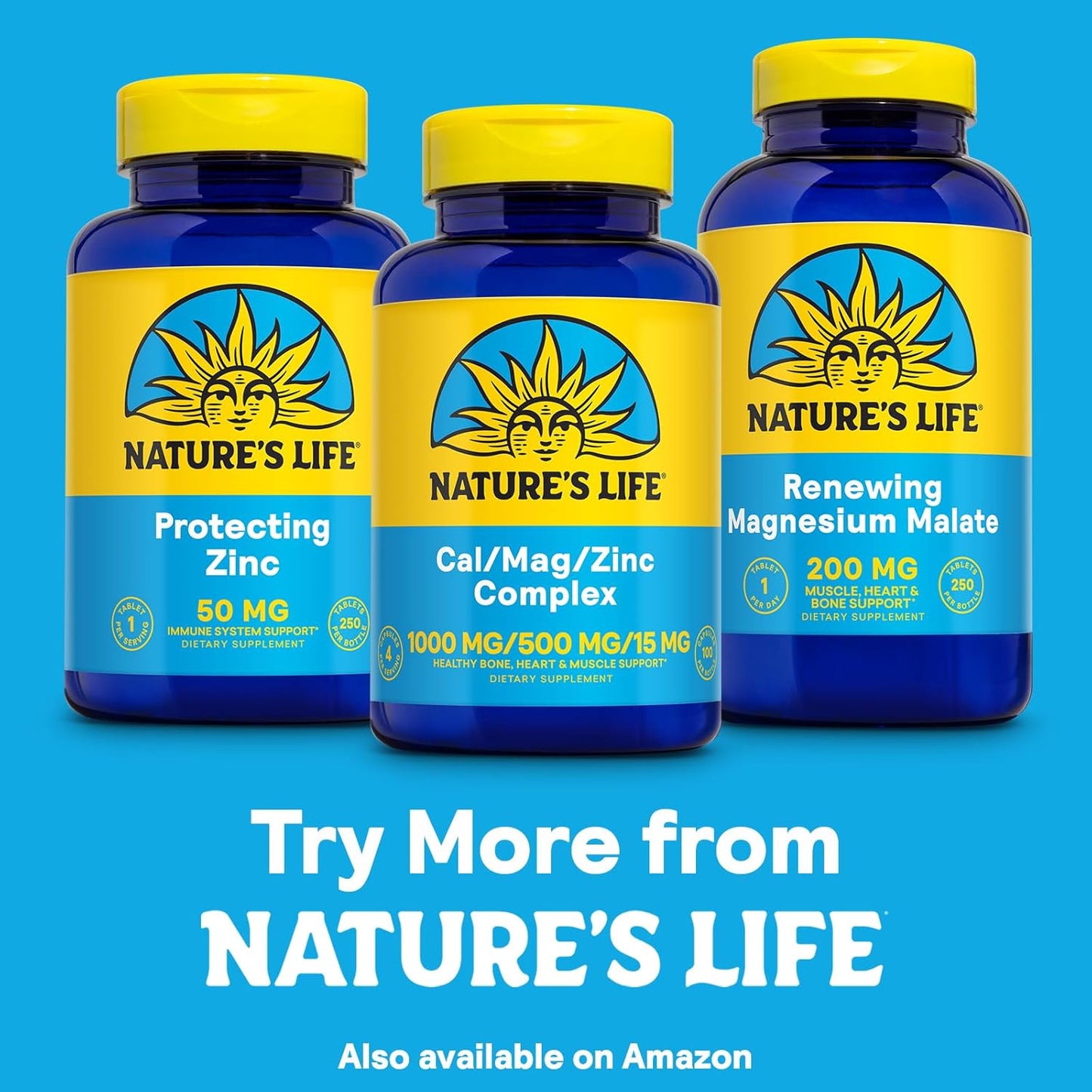 NATURE'S LIFE Calcium Magnesium Zinc Supplement with Vitamin D and Boron - Supports Bone, Muscle, and Heart Health - 100 Capsules