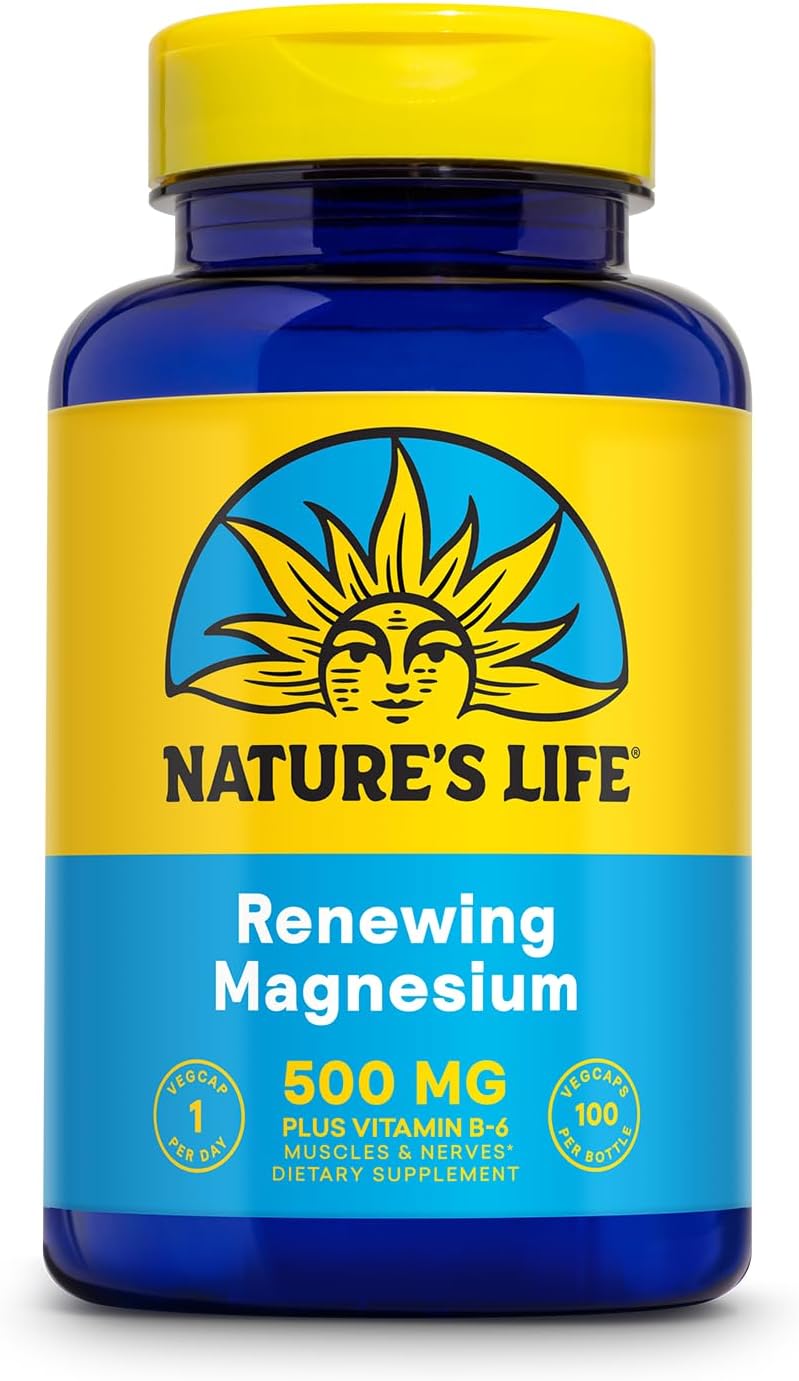 Nature's Life Renewing Magnesium 500 mg with Vitamin B-6 for Muscle and Nerve Support - Lab Verified - 100 Servings