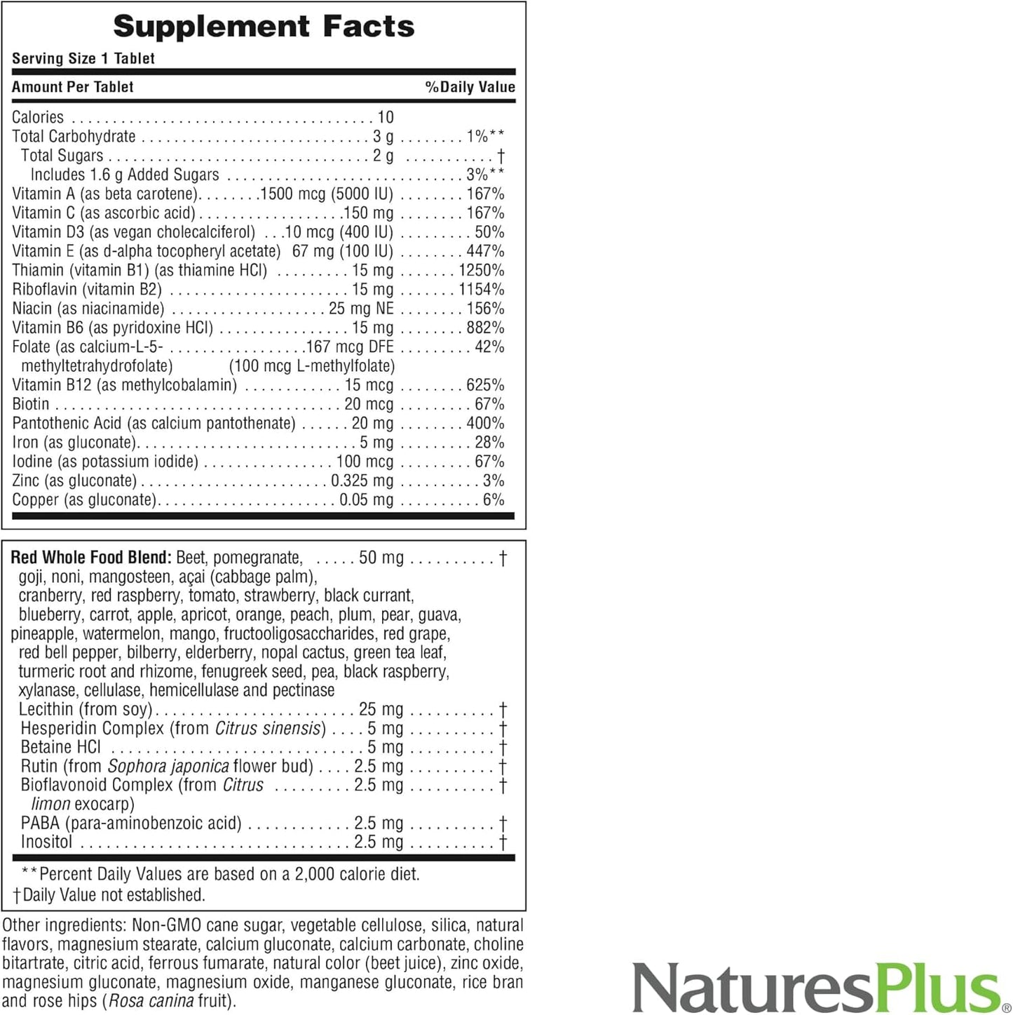 Natures Plus Adult Chewable Multivitamin with Exotic Red Superfruits - 90 Vegetarian Tablets - Whole Foods Supplement for Energy and Health - Gluten-Free