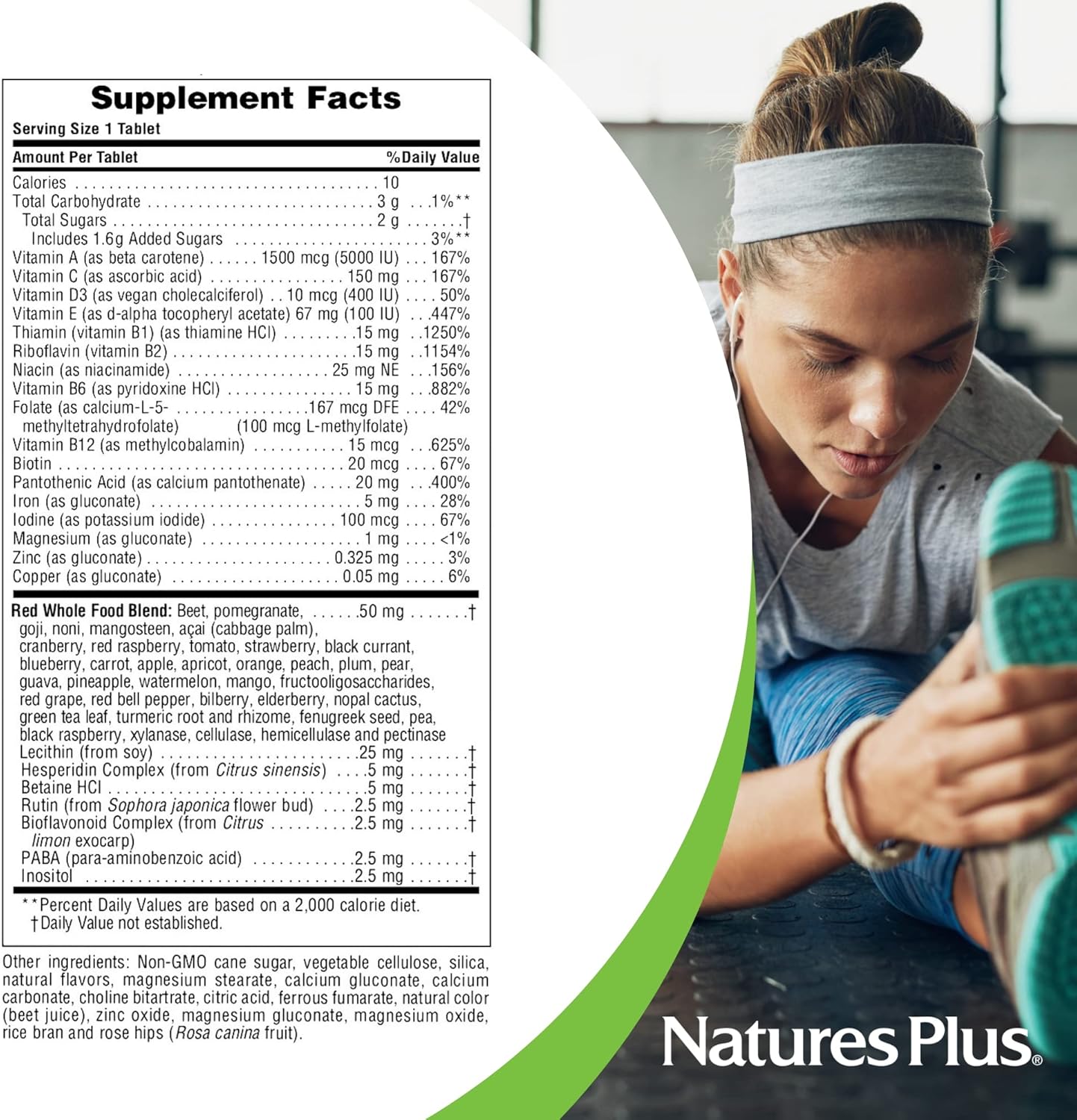 Natures Plus Adult's Chewable Multivitamin - Exotic Red Superfruits Flavor - 60 Vegetarian Tablets - Whole Foods Supplement for Energy and Health - Gluten-Free