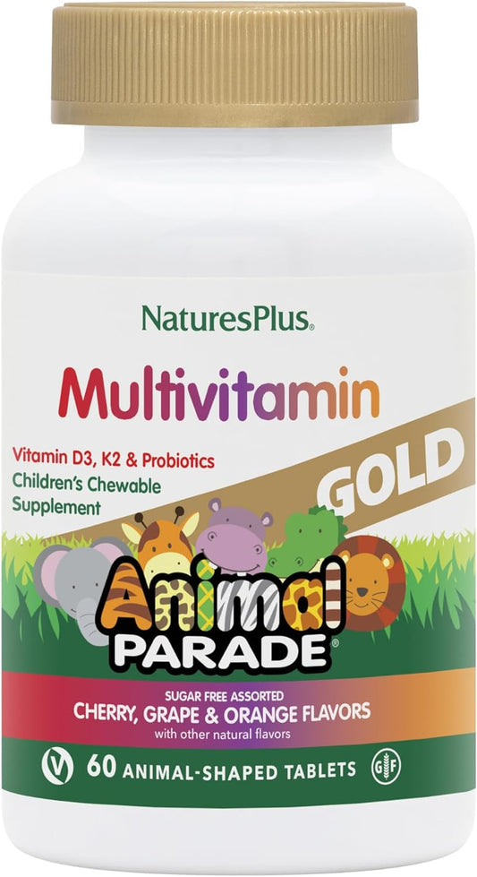 Natures Plus Animal Parade Gold Children's Chewable Multivitamin - Assorted Flavors - 60 Tablets