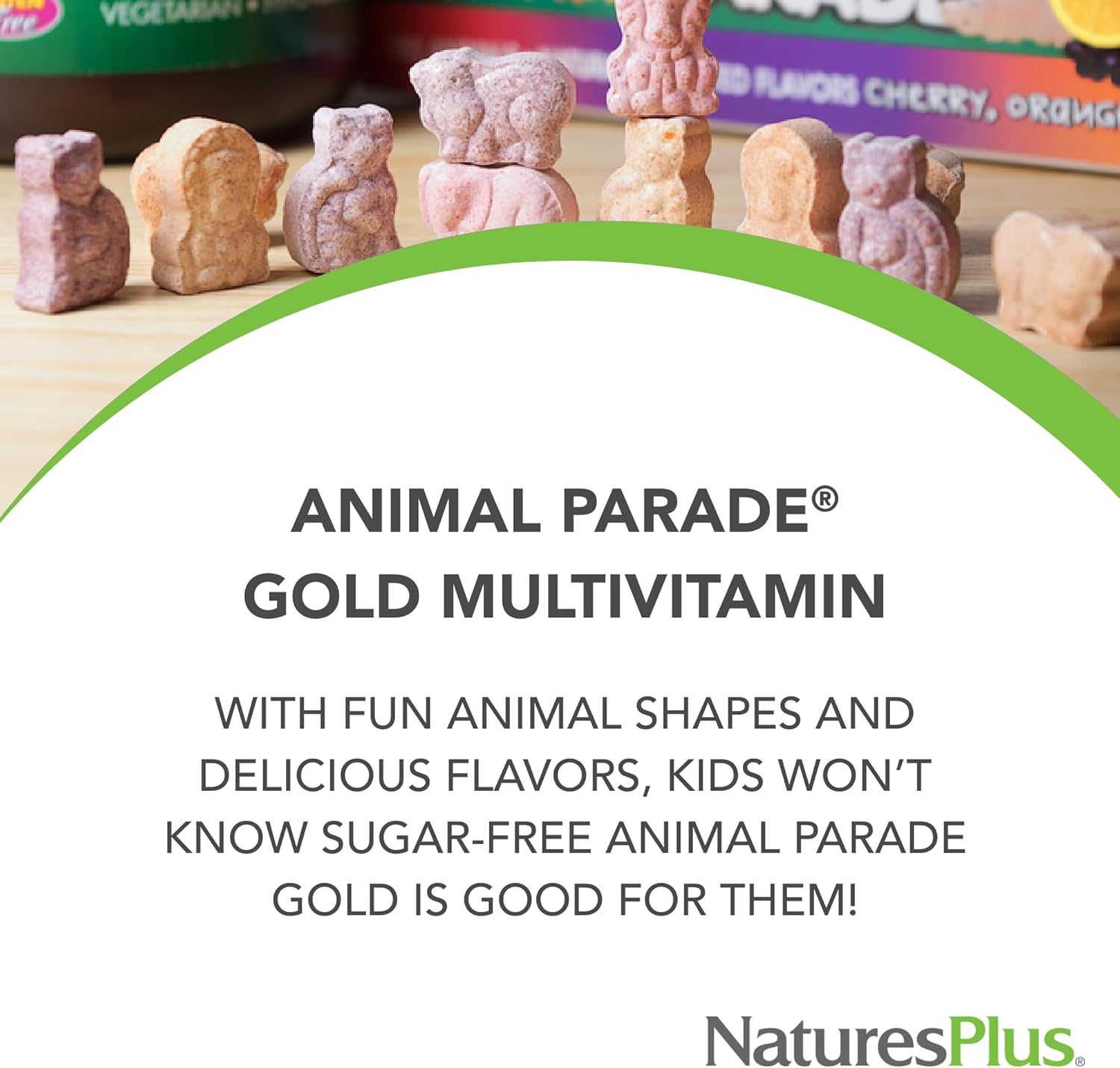 Natures Plus Animal Parade Gold Children's Chewable Multivitamin - Assorted Flavors - 60 Tablets