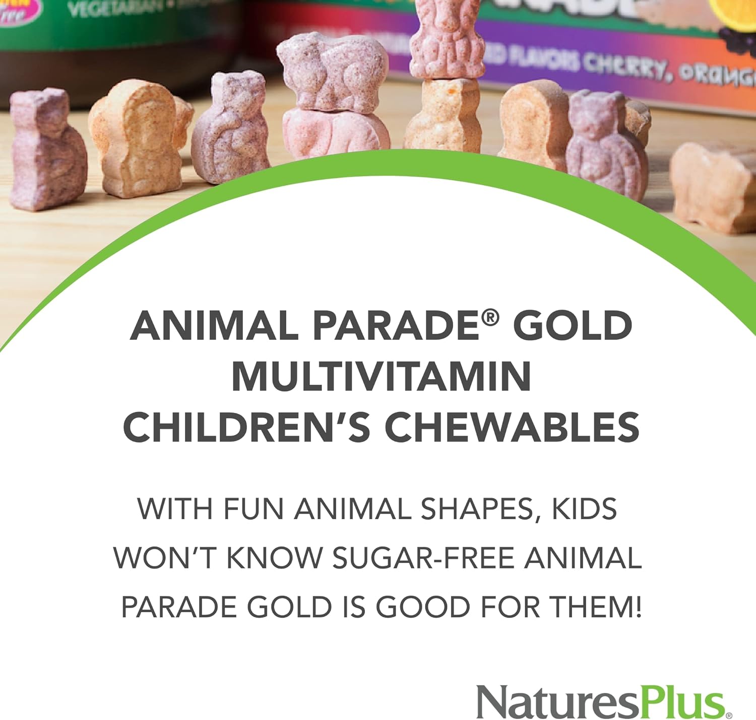 Natures Plus Animal Parade Gold Children's Multivitamin, Grape Flavor - 120 Chewable Tablets - Vegan & Gluten Free - 60 Servings
