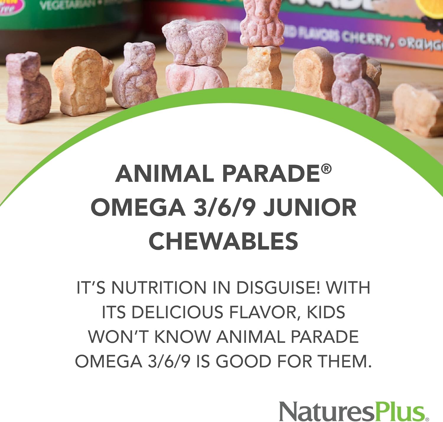 Natures Plus Animal Parade Omega 3/6/9 Junior Softgels - Lemon Flavor - Supports Children's Health - Non-GMO & Gluten Free - 45 Servings