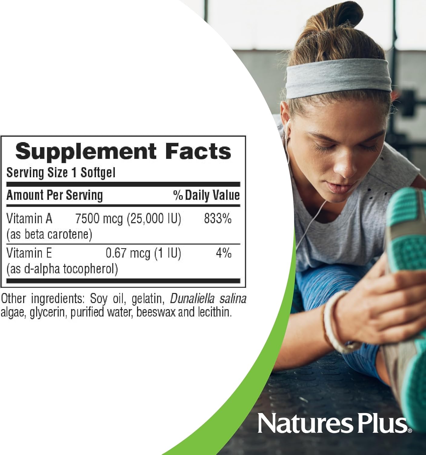 Natures Plus Beta Carotene Softgels - 25,000 iu Vitamin A & E - Eye Health, Antioxidant, Free Radical Defense - Gluten-Free - 90 Servings