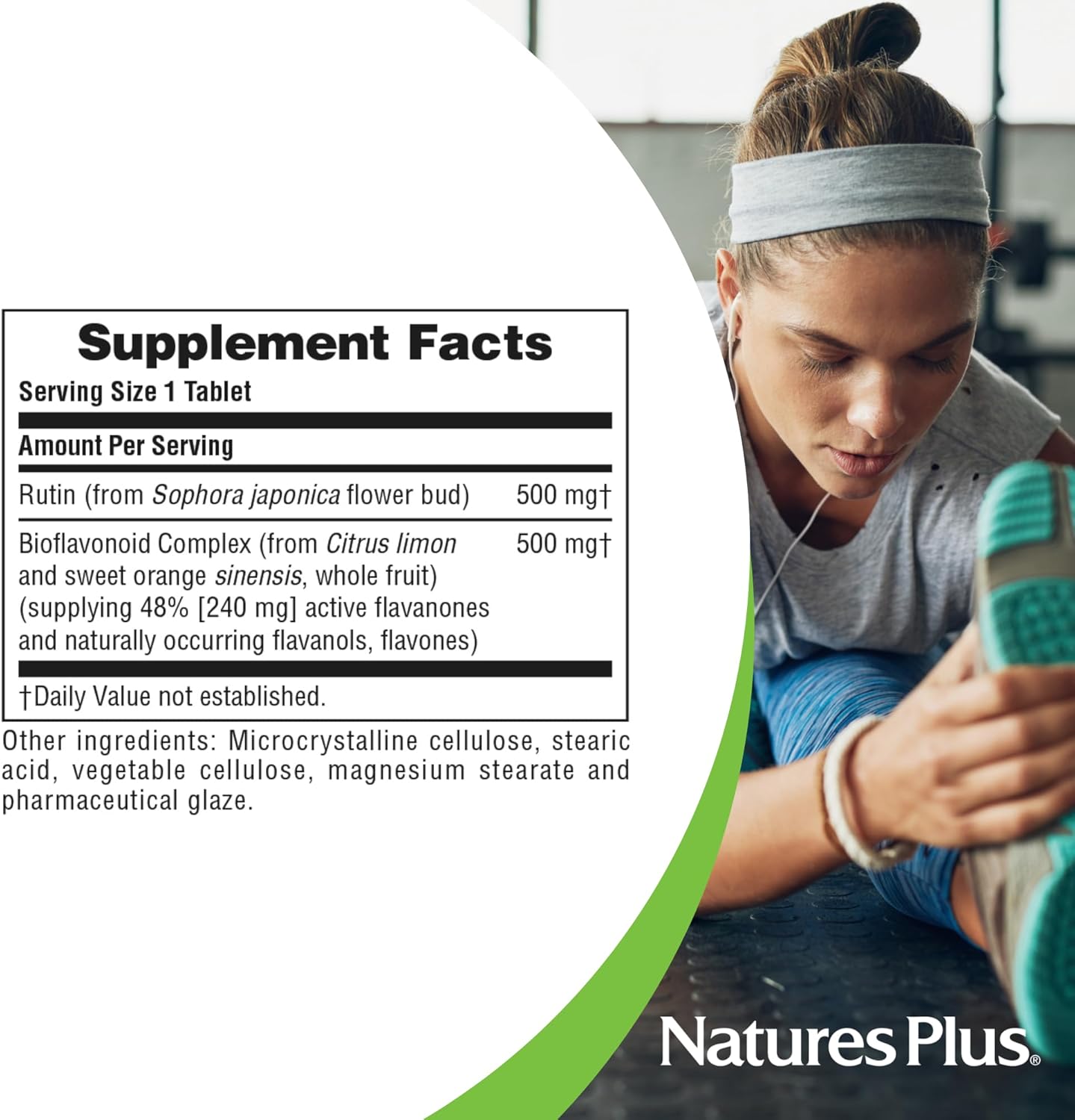 Natures Plus Biorutin 1000 mg - 180 Tablets, Bioflavonoid & Rutin Complex for Vascular Support - Vegetarian & Gluten Free