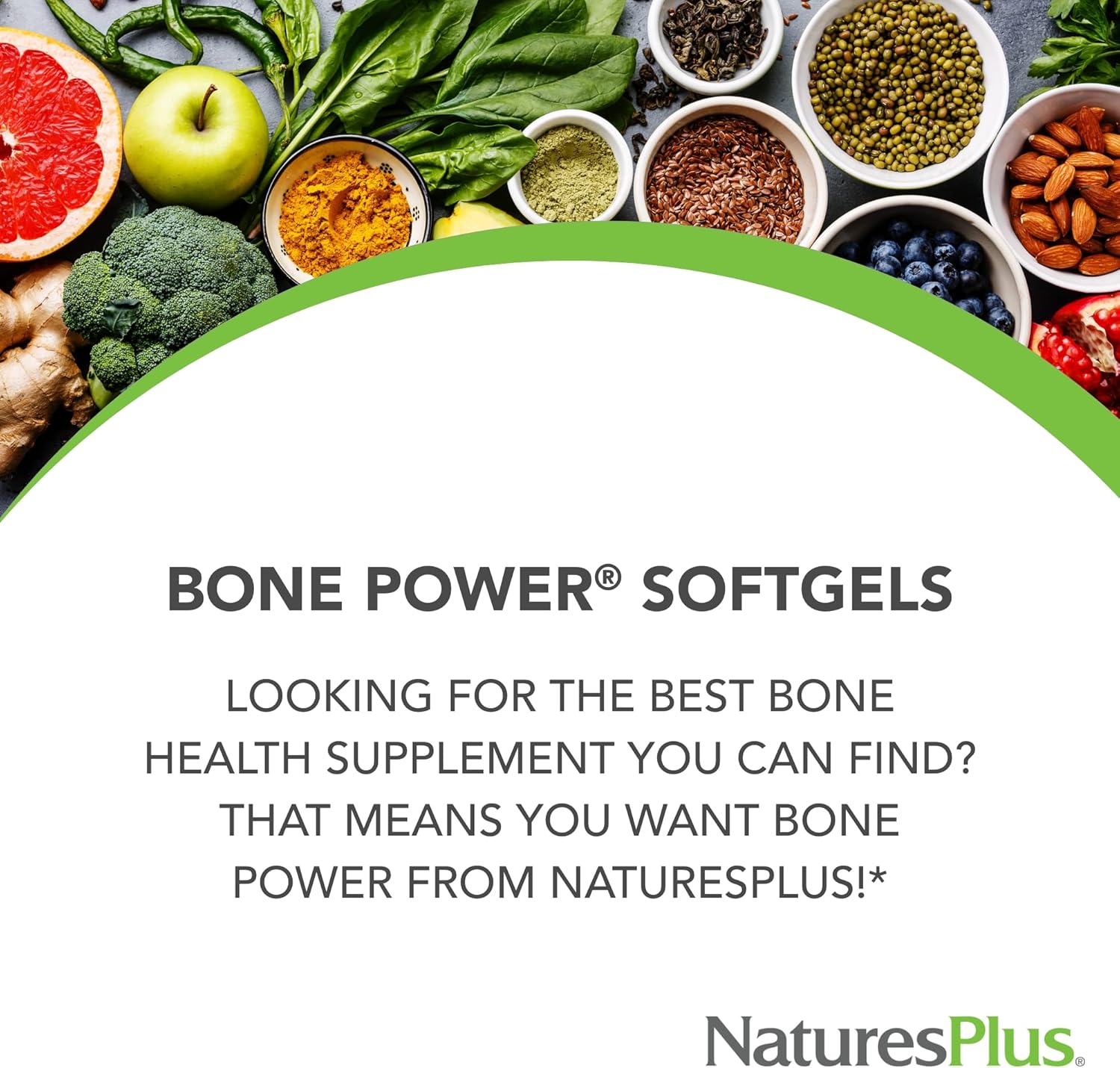 Natures Plus Bone Power with Boron - 1000 mg Calcium Softgels for Bone & Joint Support - Liquid Calcium Supplement for Maximum Absorption - Milk & Gluten-Free