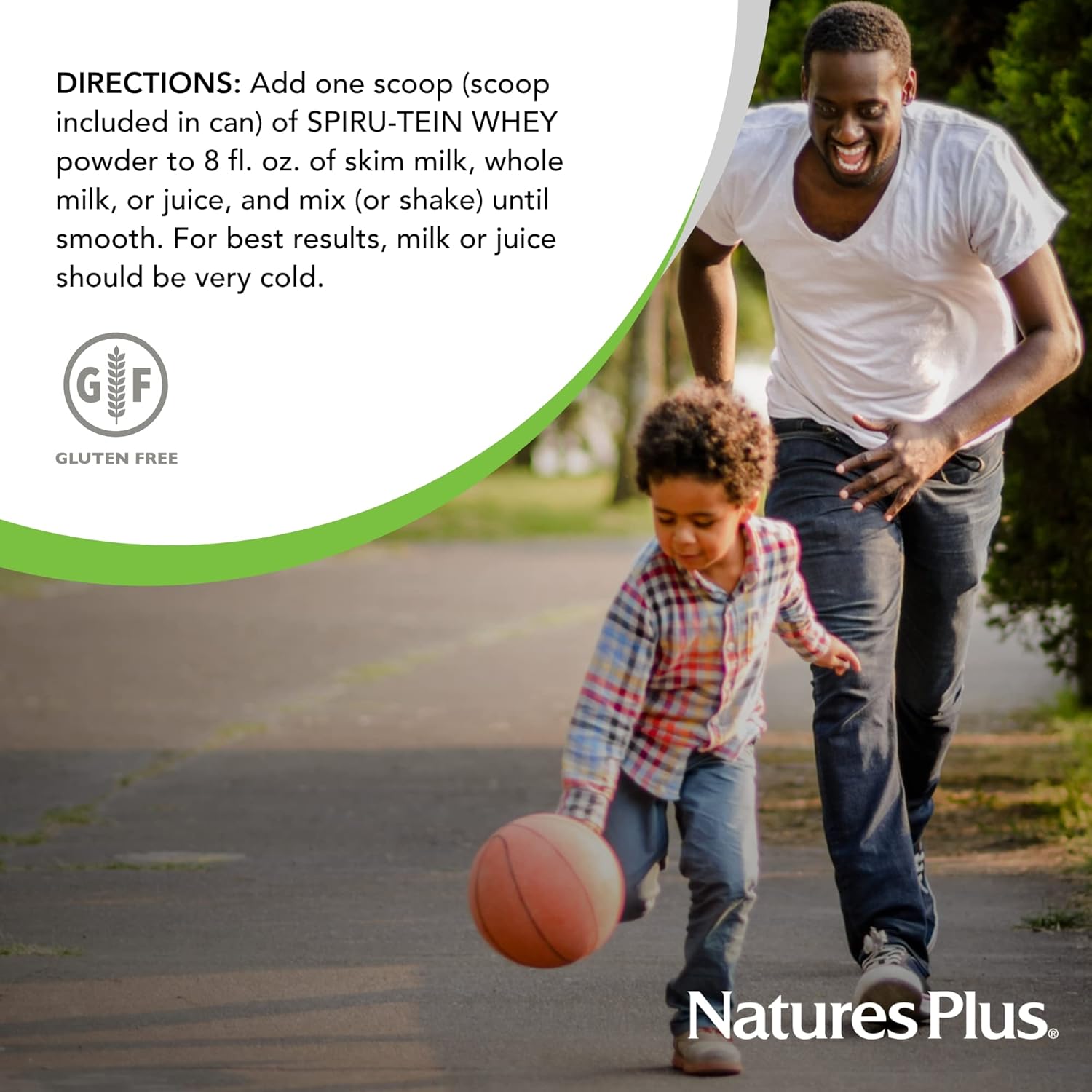 Natures Plus Chocolate Whey Protein Powder Shake with Spirulina, Vitamins & Minerals - 1lb - Gluten Free - 14 Servings