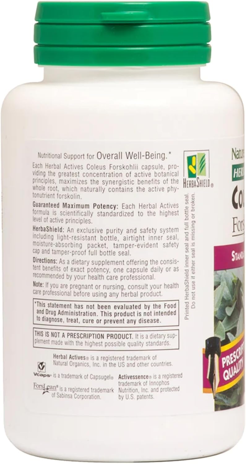Natures Plus Coleus Forskohlii Herbal Actives Capsules - 60 Vegetarian Capsules - Gluten Free - 60 Servings