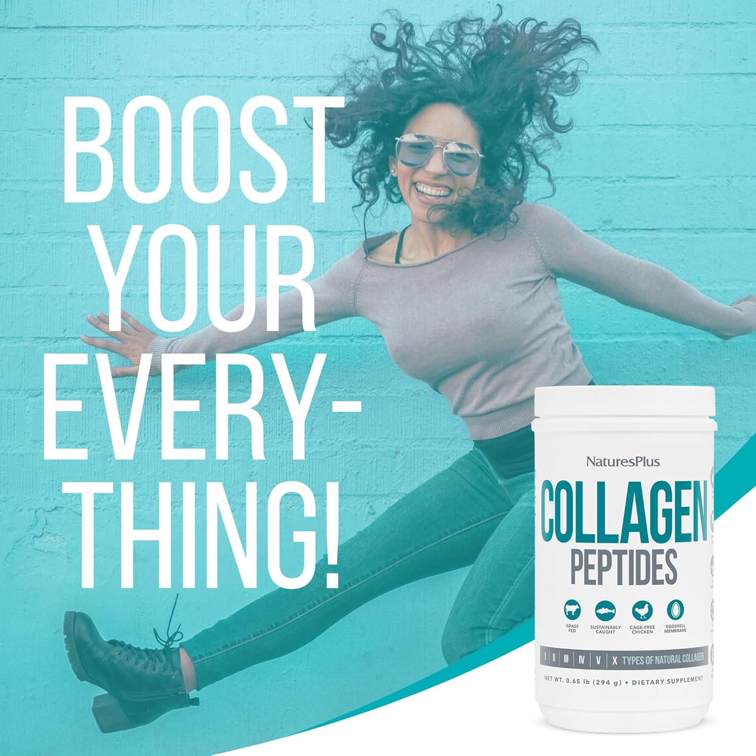 Natures Plus Collagen Peptides Powder Pack - Hair, Skin, Nail & Joint Health - Immune Support - Non-GMO, Gluten Free - 56 Servings