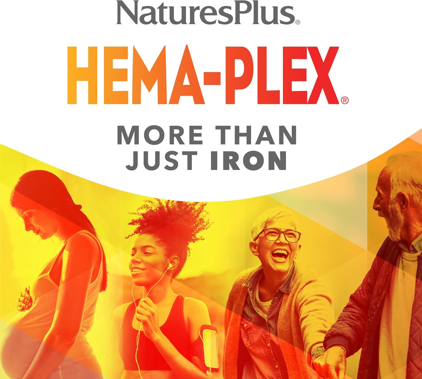 Natures Plus Hema-Plex Iron Capsules - 60 Fast-Acting Capsules with 85mg Chelated Iron for Total Blood Health - Vegan & Gluten Free