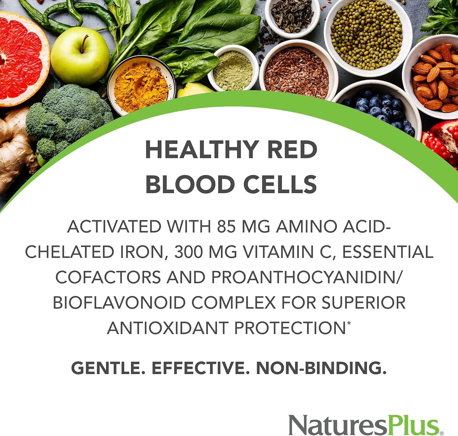 Natures Plus Hema-Plex Iron Tablets - 85mg Slow-Release Chelated Iron with Vitamin C - Vegan & Gluten Free - Total Blood Health - 10 Servings
