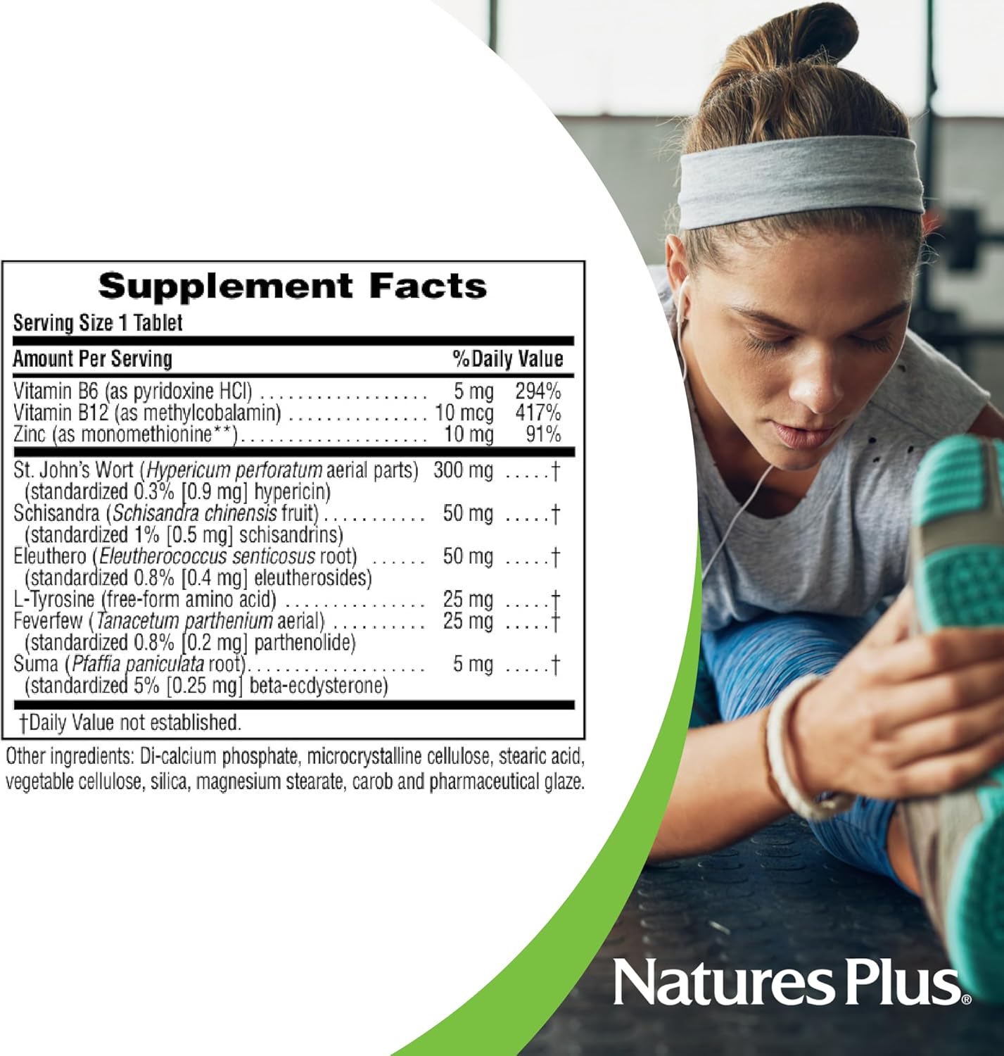 Natures Plus Herbal Actives NutriZAC Mood Food - Maximum Potency Natural Mood Booster with St Johns Wort - Vegan Bi-Layered Tablets - 90 Servings