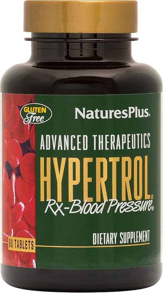 Natures Plus Hypertrol Rx Blood Pressure Support - 60 Vegetarian Tablets - Magnesium & Chromium Supplement with Botanical Herbs - Gluten-Free - 30 Servings