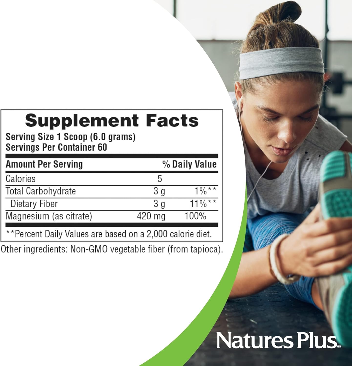Natures Plus KalmAssure Magnesium Powder - 0.8 lb - Unflavored - Supports Nerve and Muscle Relaxation - Non-GMO, Gluten Free, Vegan - 60 Servings