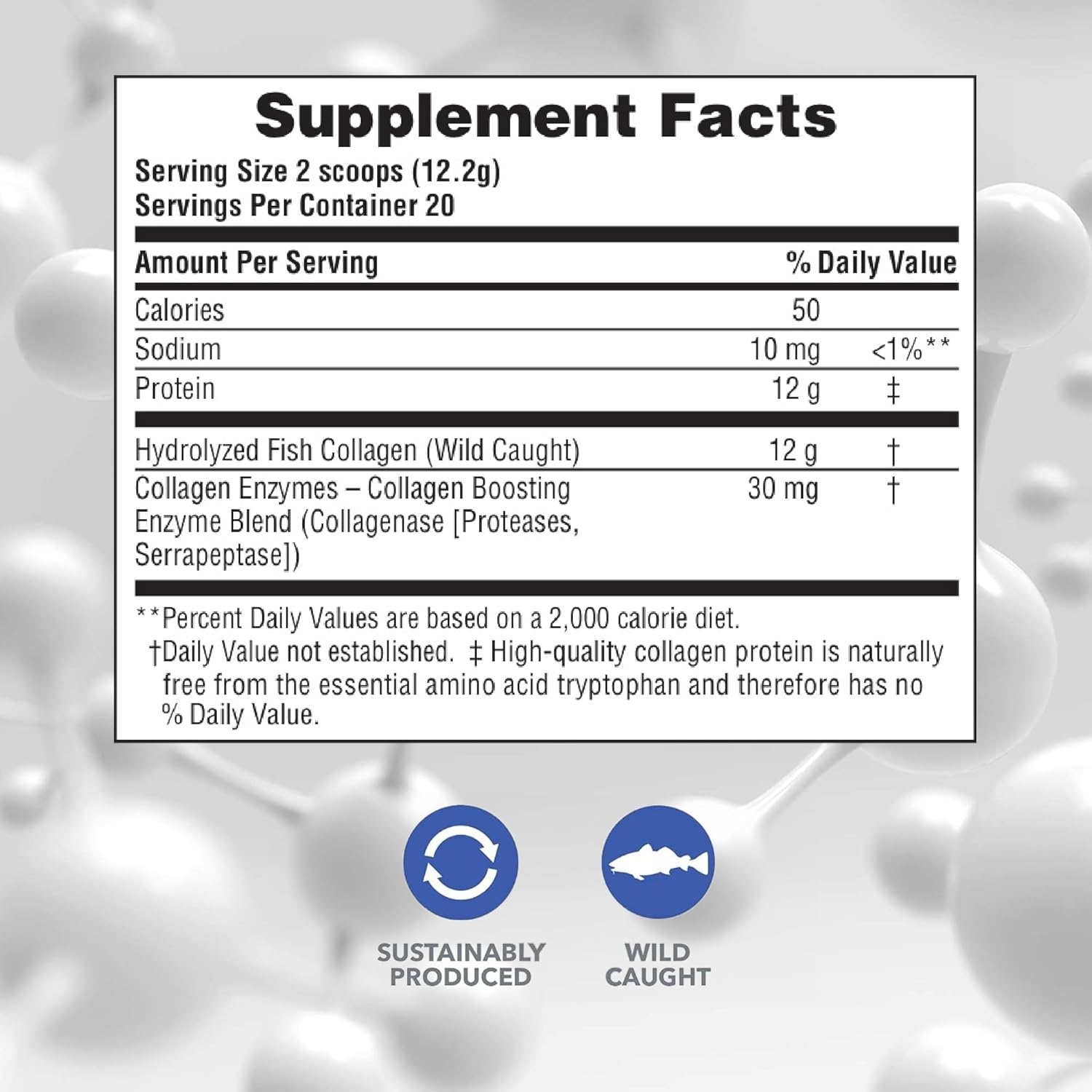 Natures Plus Marine Collagen Peptides Powder for Hair, Skin, Nails & Joints - Unflavored, Gluten Free, Non-GMO - 20 Servings