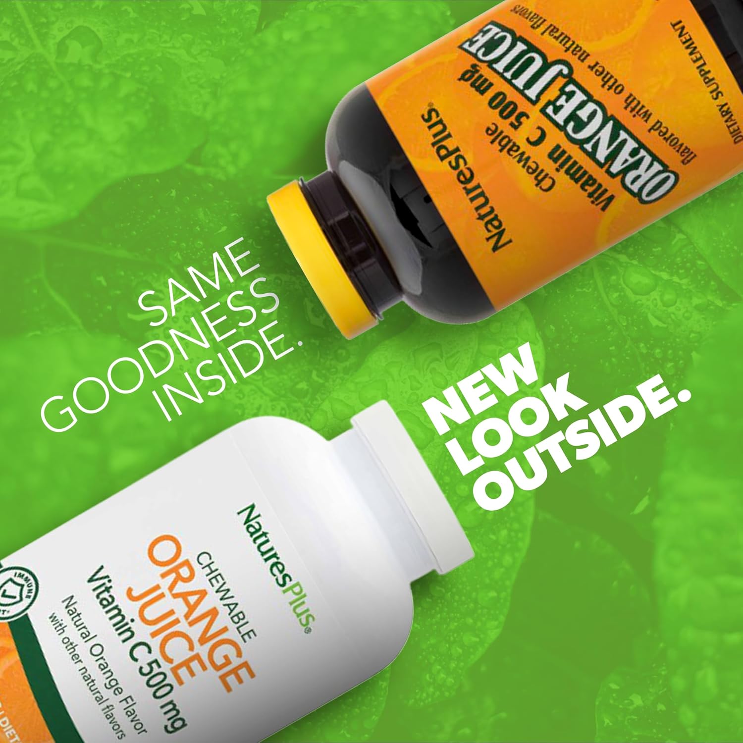 Natures Plus Orange Juice Vitamin C 500mg Chewable Tablets - 360 Servings, Pack of 2 - Immune Health Support - Vegan & Gluten Free