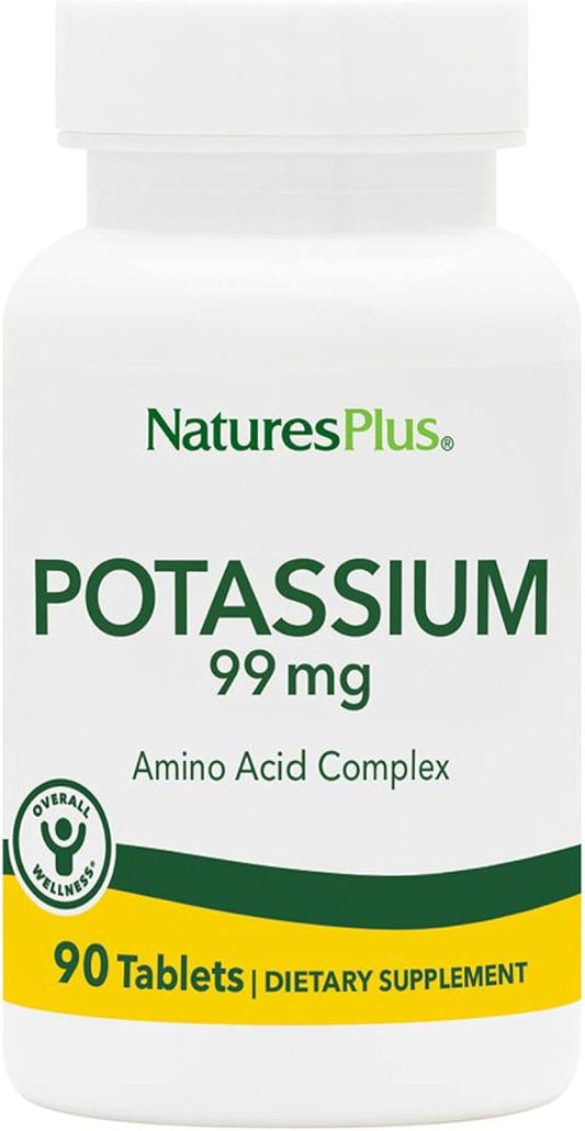 Natures Plus Potassium 99 mg Tablets - Promotes Electrolyte Balance & Well-Being - Gluten Free, Vegetarian - 90 Servings