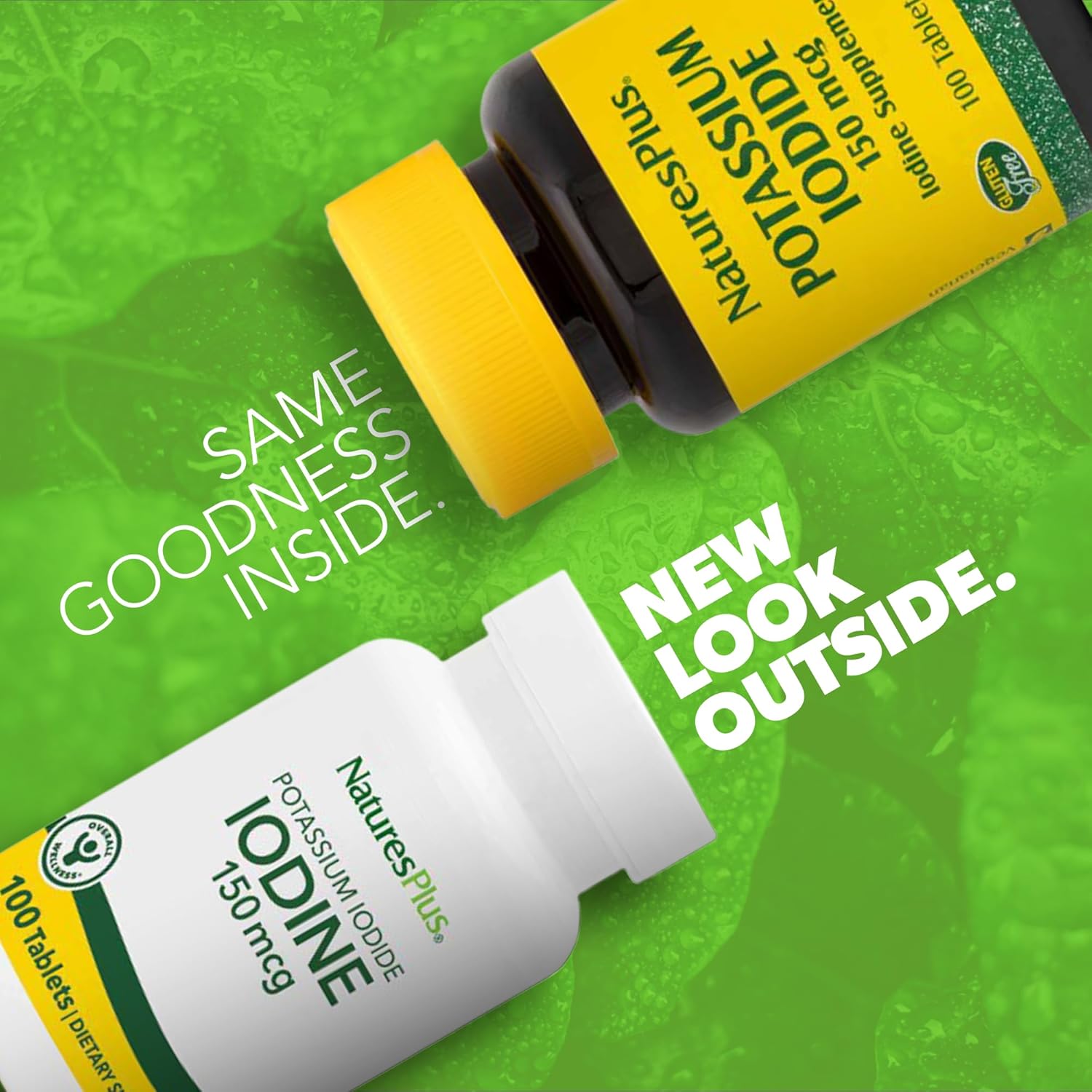 Natures Plus Potassium Iodide 150 mcg Tablets - Thyroid & Respiratory Support - Vegan & Gluten-Free - 100 Servings