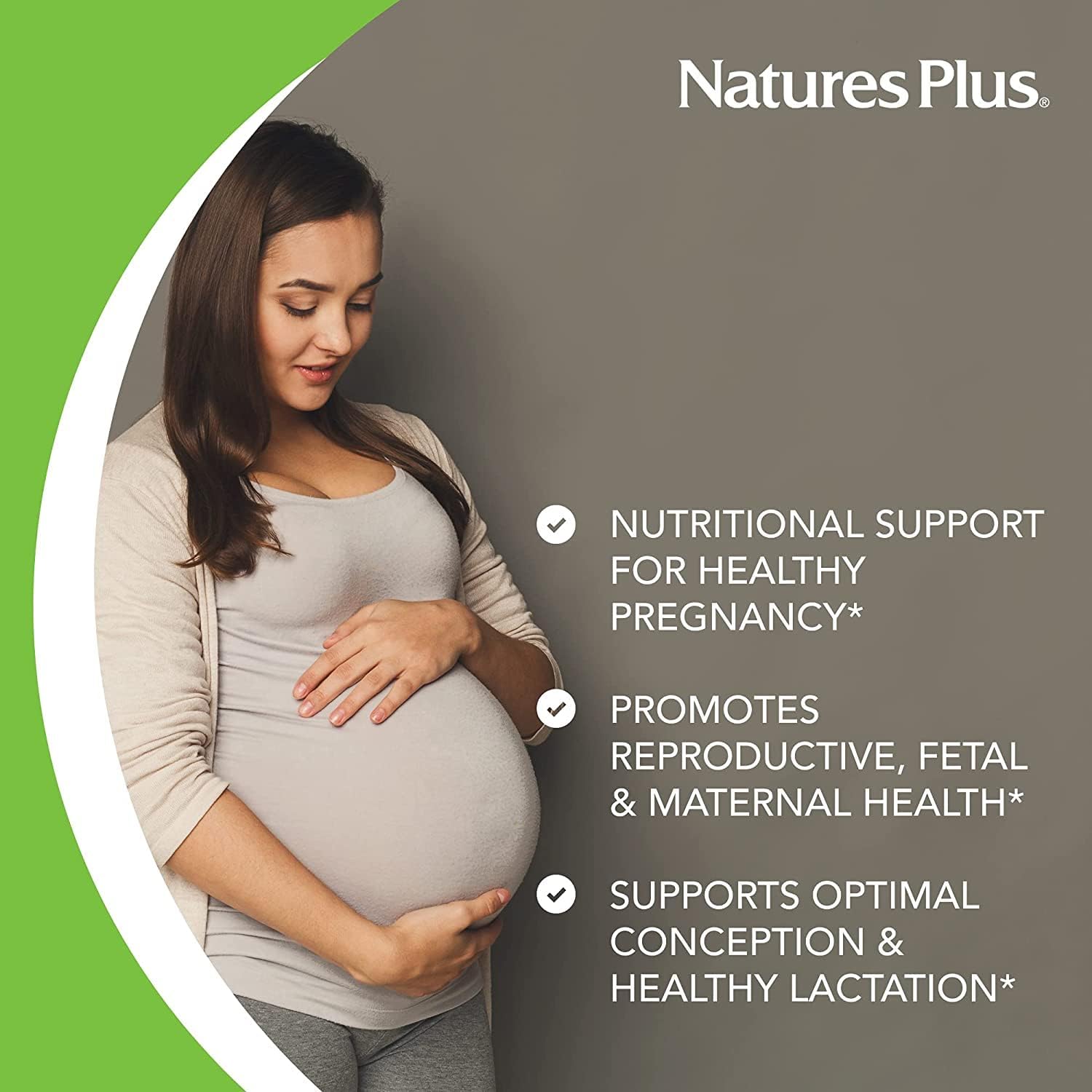 Natures Plus Source of Life Prenatal - 800 mcg Folate, 90 Vegetarian Tablets - All Natural Prenatal Vitamin & Minerals - Iron & Calcium - Optimal Health & Energy - Gluten-Free - 45 Servings