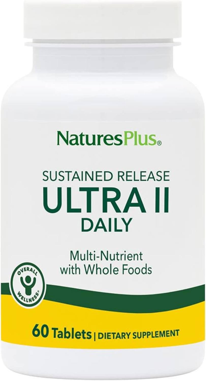 Natures Plus Ultra II Multivitamin - 60 Vegetarian Tablets - Daily Whole Food Supplement for Health & Energy Booster