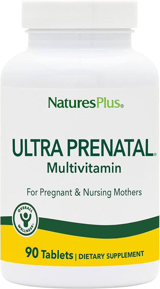 Natures Plus Ultra Prenatal Multivitamin - 800 mcg Folate, 90 Vegetarian Tablets - Iron, Iodine, Calcium & B-Complex - Gluten-Free