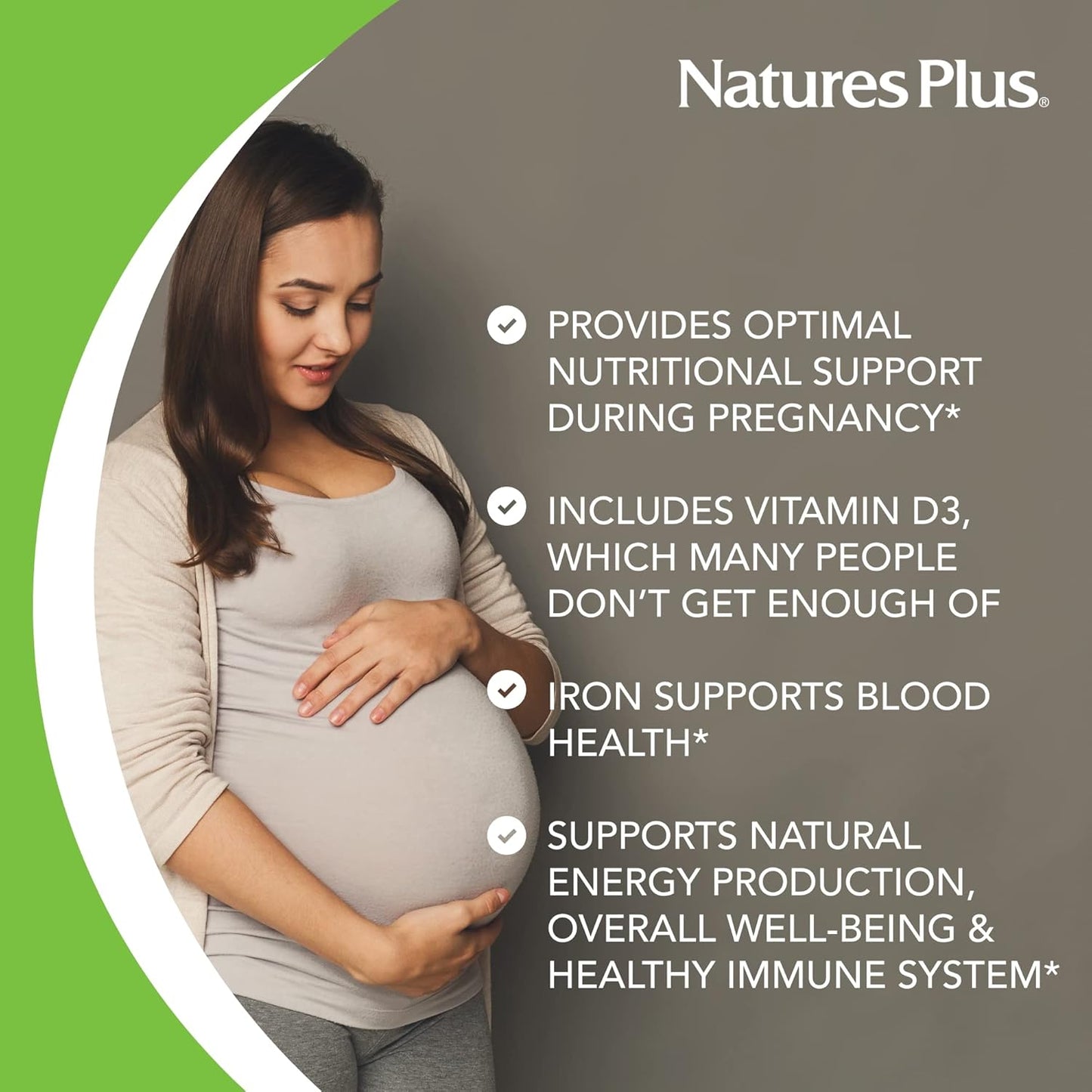 Natures Plus Ultra Prenatal Multivitamin - 800 mcg Folate, 90 Vegetarian Tablets - Iron, Iodine, Calcium & B-Complex - Gluten-Free