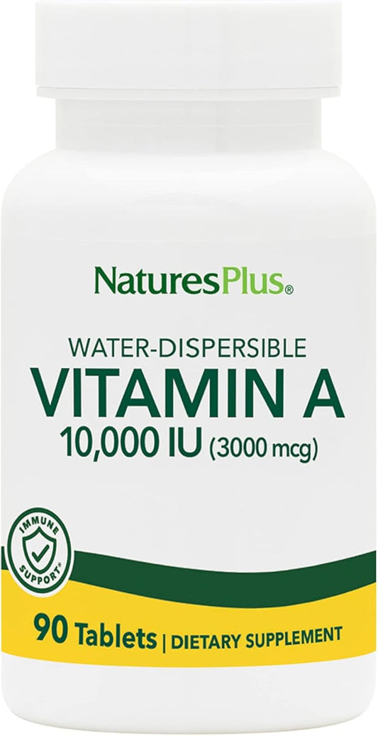Natures Plus Vitamin A Palmitate 10,000 IU Tablets - Supports Skin, Eyes, Vision & Immune System - Water Soluble - 90 Vegetarian Tablets