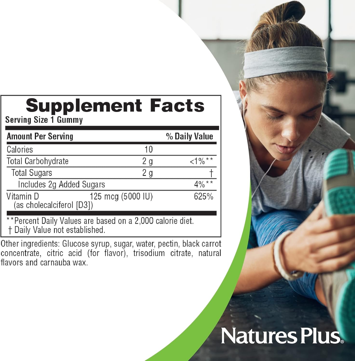 Natures Plus Vitamin D3 Gummies - 5000 IU, 60 Strawberry Gummies - Bone Health & Immune Support - Vegan, Gluten-Free, Non-GMO - 60 Servings