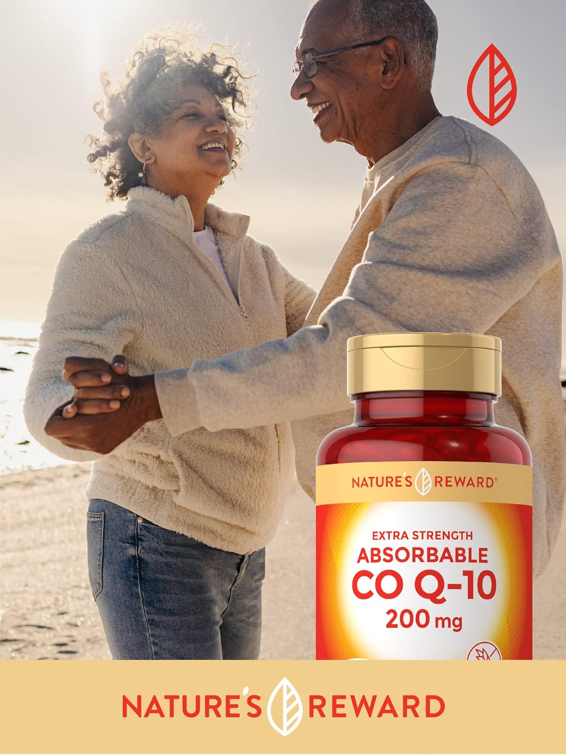 Nature's Reward CoQ10-200mg Softgels - Extra Strength, Highly Absorbable, Non-GMO & Gluten-Free - 60 Count