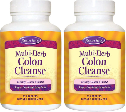 Nature's Secret Multi-Herb Colon Cleanse Tablets - Promotes Digestive Health, Regularity - 275 Tablets, Pack of 2
