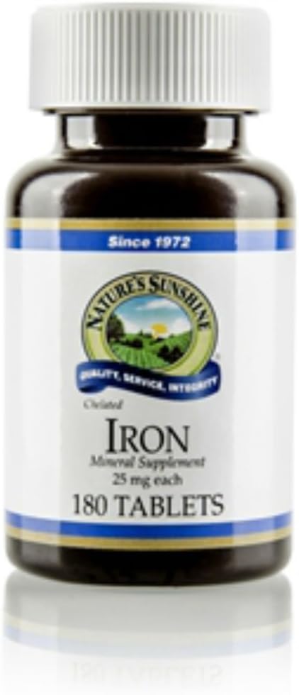 Nature's Sunshine Iron-Chelated Tablets - 25mg, 180 Count - Supports Circulatory System & Oxygen Transport - 25mg Iron per Tablet