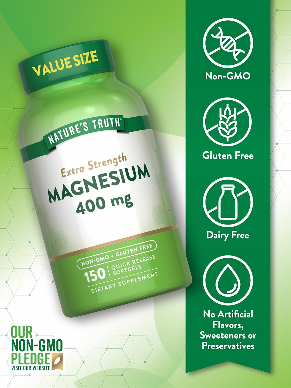 Nature's Truth Magnesium Supplement | 400mg | 150 Softgels | Magnesium Oxide | Non-GMO & Gluten Free Mineral