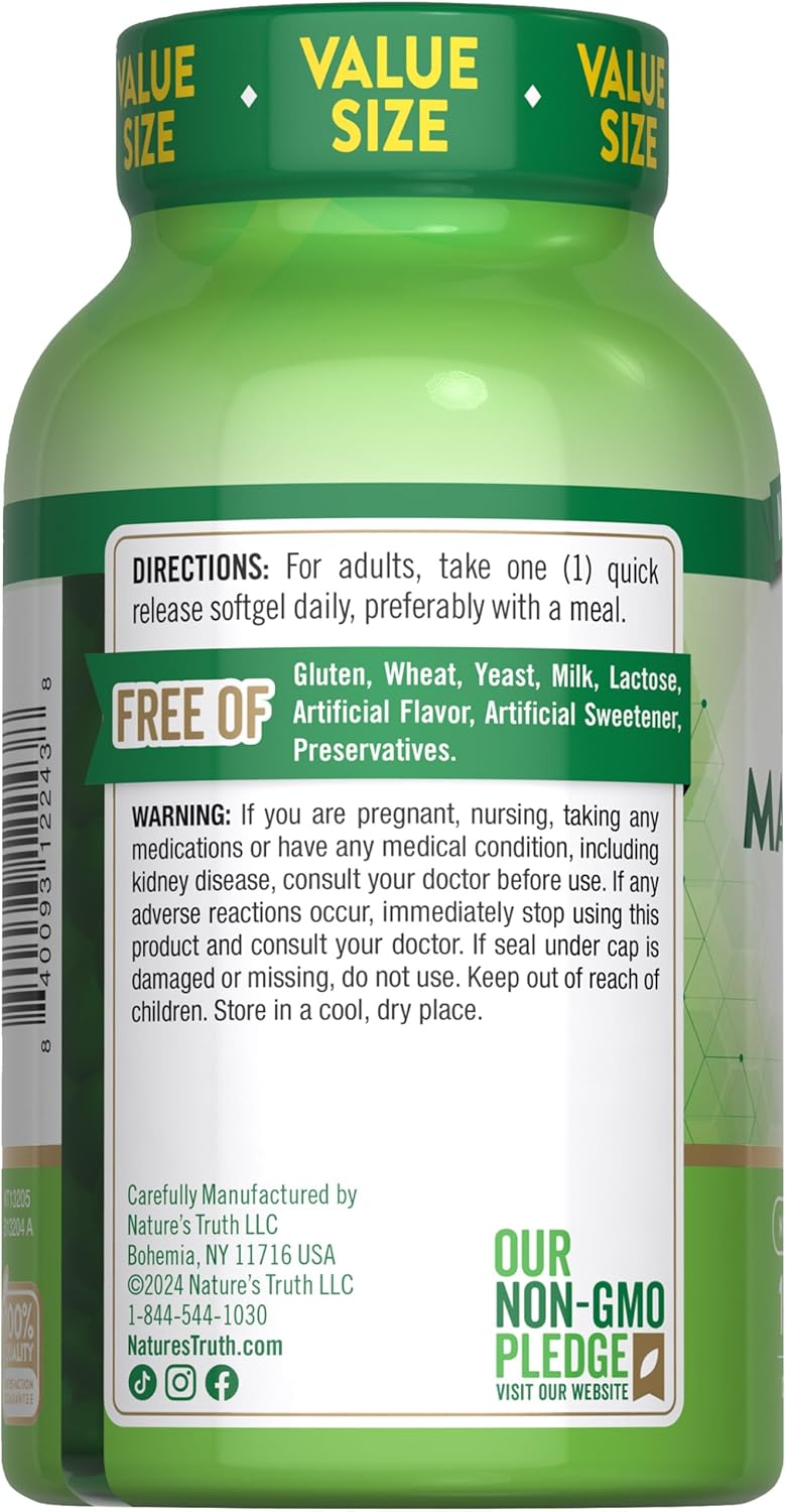 Nature's Truth Magnesium Supplement | 400mg | 150 Softgels | Magnesium Oxide | Non-GMO & Gluten Free Mineral