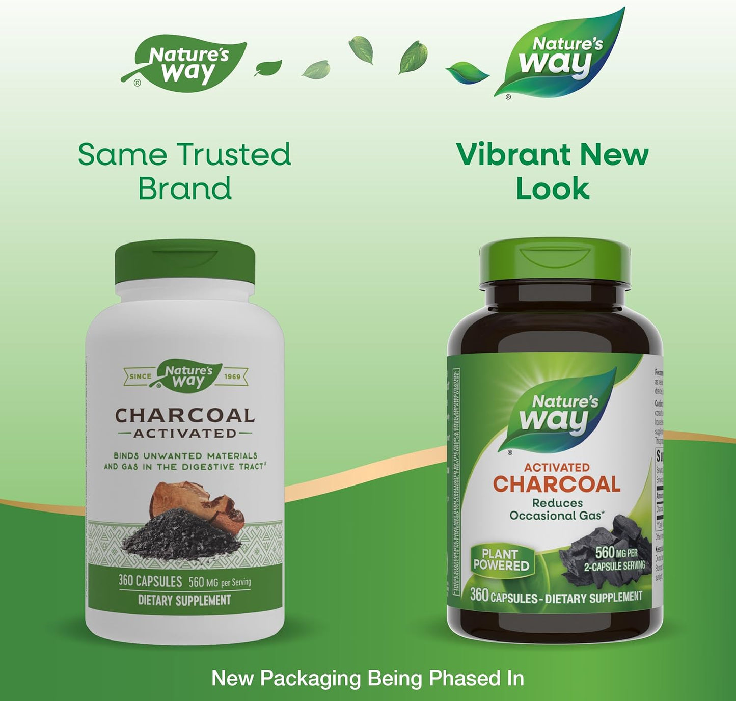 Nature's Way Activated Charcoal Capsules, 560mg for Digestive Tract Health, 360 Count