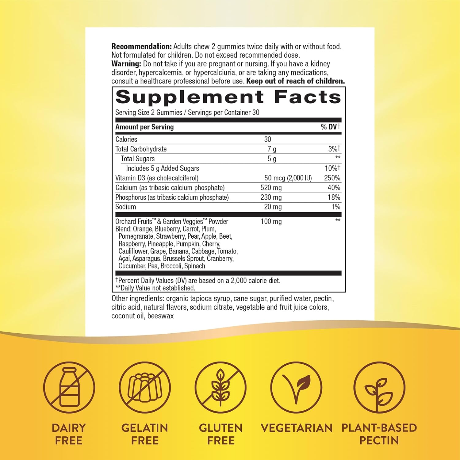 Nature's Way Alive! Daily Calcium & Vitamin D3 Gummies - Bone & Immune Support - Strawberry & Raspberry-Lemonade Flavored - 60 Gummies